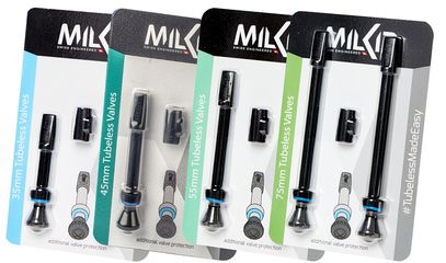 VALVE PACK MILKIT Tubeless Ventile / Schwarz / Ventil Set 75mm