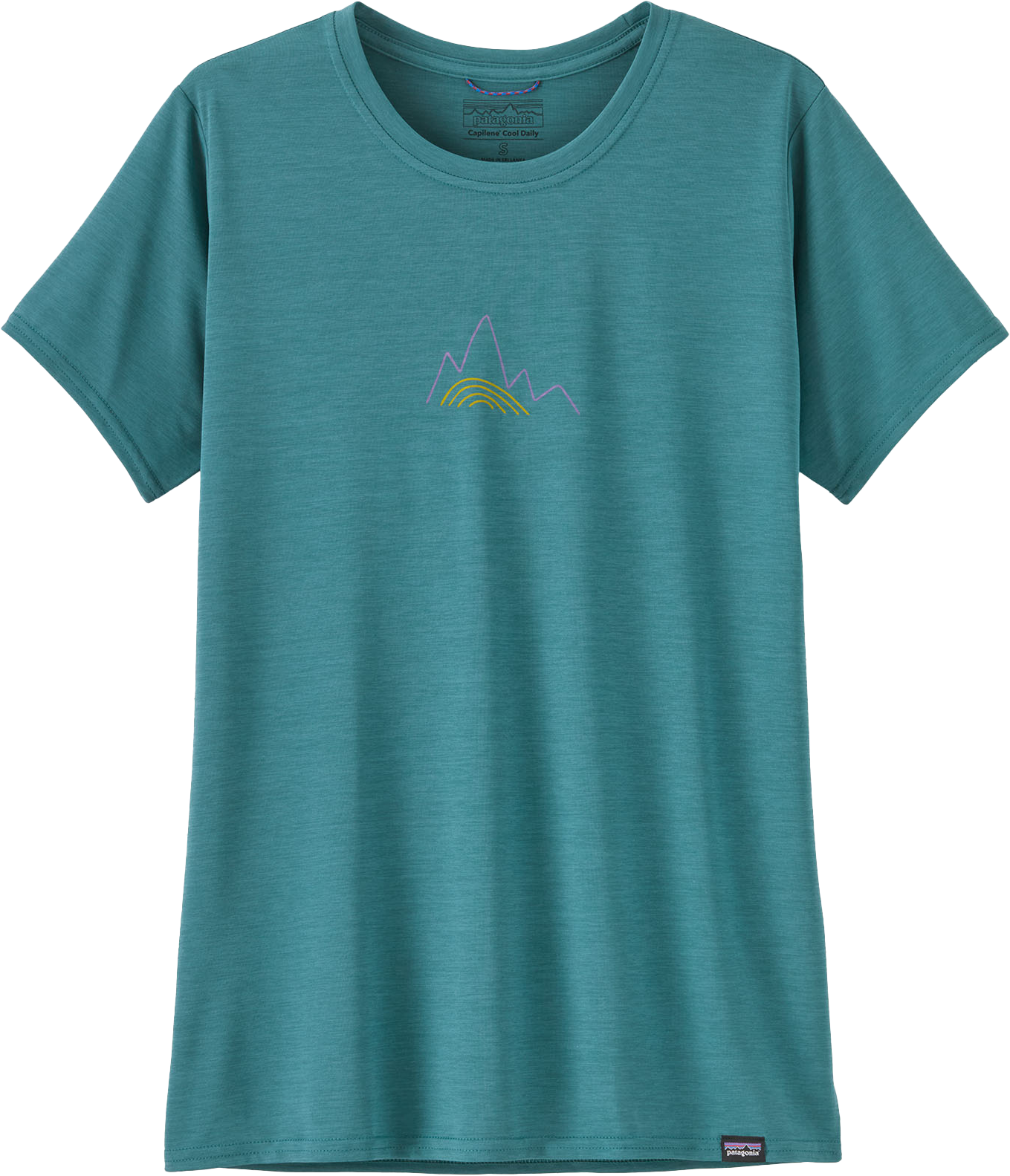 CAP COOL DAILY Damen-Kurzarmshirt / berm logo: wetland blue x-dye / M