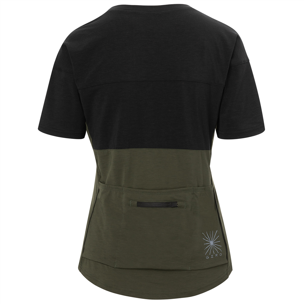 RIDE Damen-Gravel-Kurzarmshirt / black/trail green / L