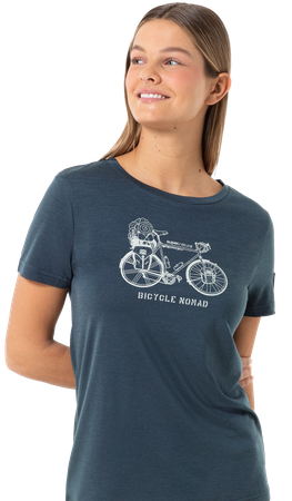 BICYCLE NOMAD BIO Damen-Kurzarm-Merino-Shirt / blueberry/feather grey / S