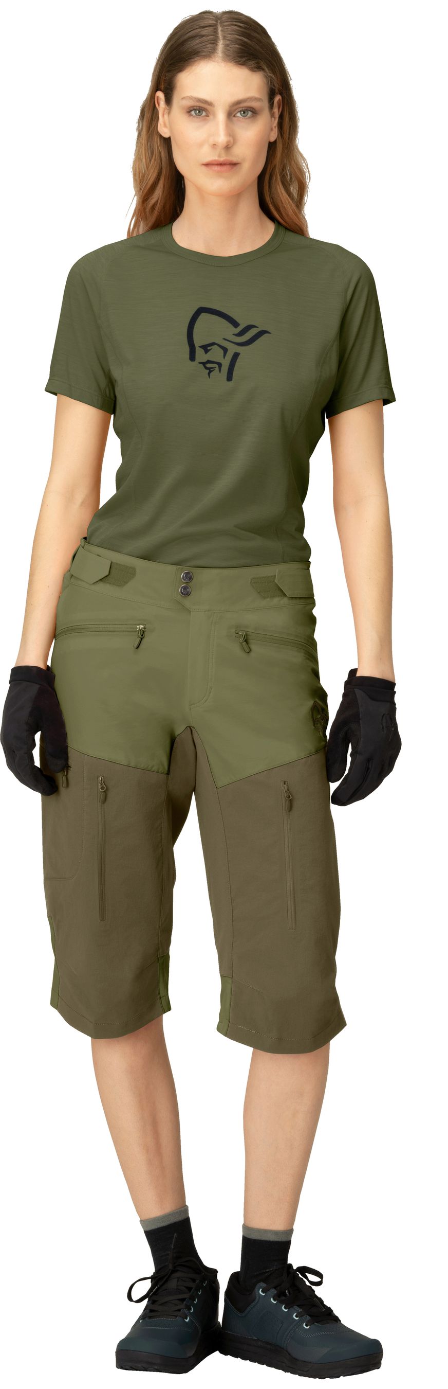 FJØRÅ  FLEX 1 Damen-Bikeshorts / loden green / S