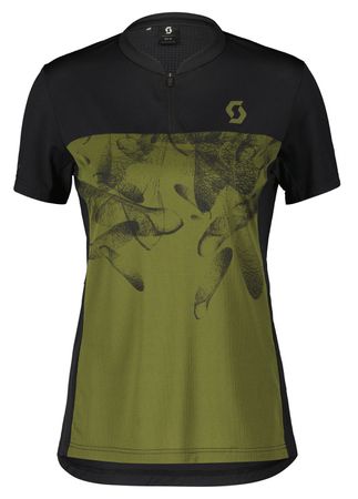 TRAIL FLOW ZIP Damen-Kurzarmtrikot / black/fir green / XS