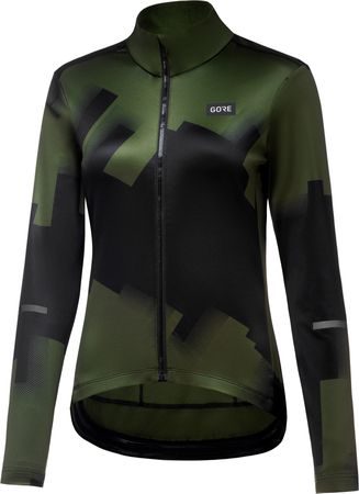 PROGRESS Damen-Thermo-Langarmtrikot / black/utility green / 42