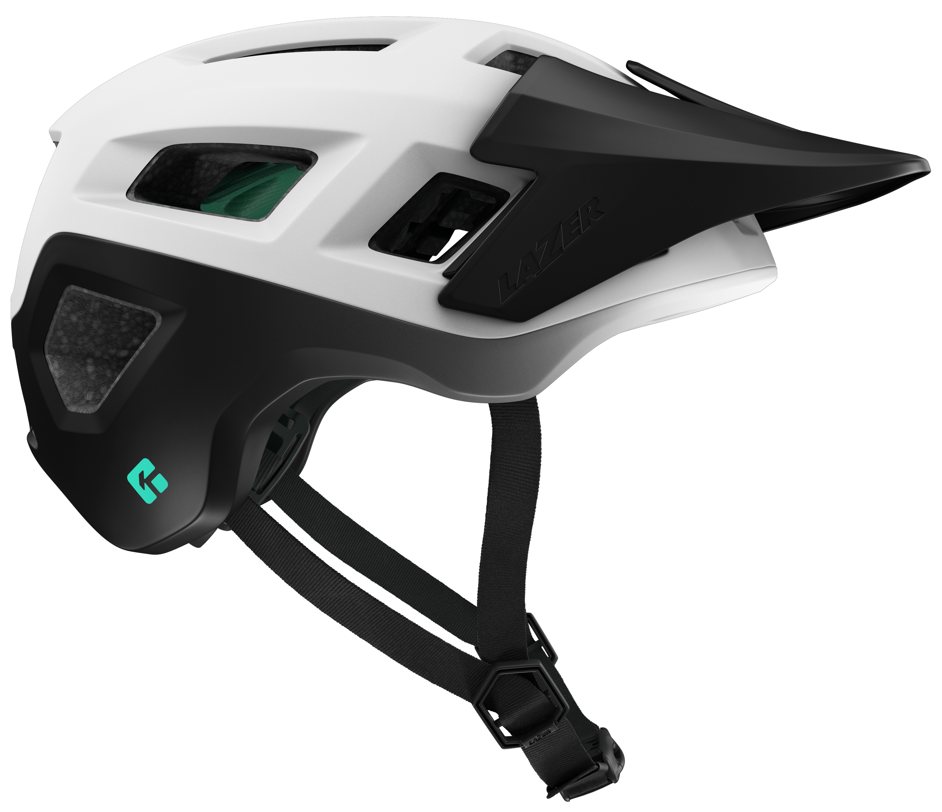 LAZER Unisex MTB Coyote KinetiCore Helm / white black / S