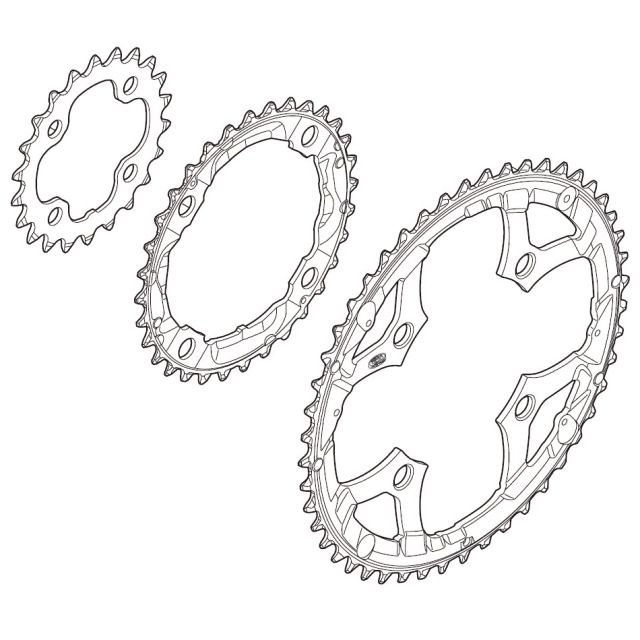 DEORE M590 4-arm-Kettenblätter 9-fach / silber / 48 Z / L 104mm für Hosenschutz