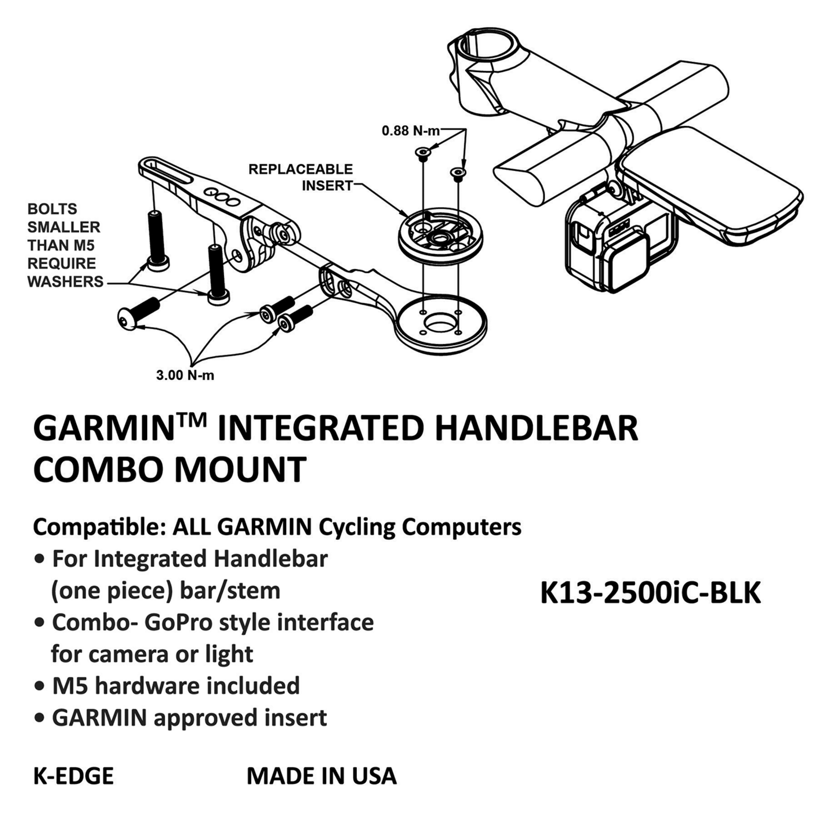 K-EDGE GARMIN IHS Combo Mount / black / one size