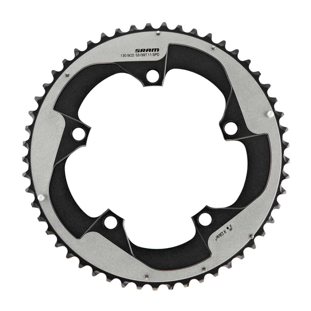 Chainring Red 22 130 BCD Non-/Hidden-Bolt (53-39) / falcon grey / 130x53T