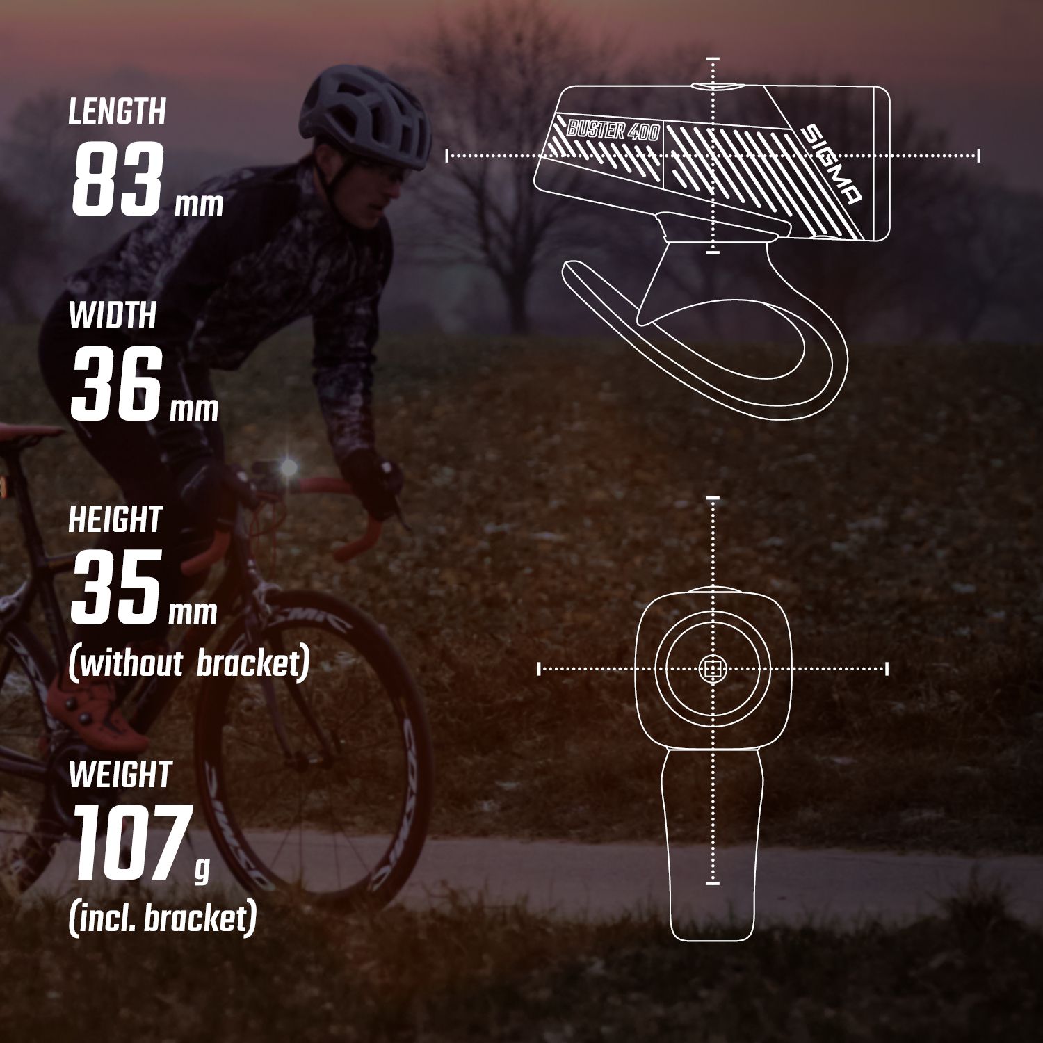 Sigma Scheinwerfer Buster 400 FL / schwarz