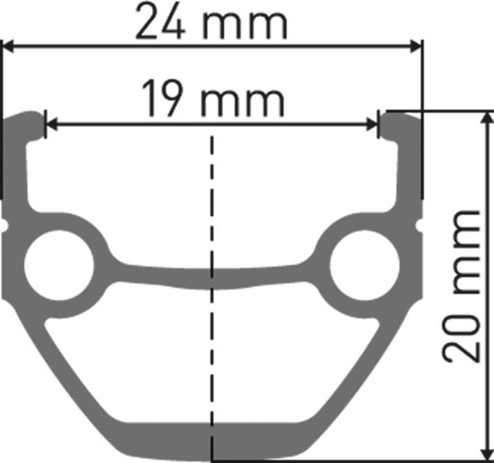 TK 535 DT Felge / black / 26", 19mm, 32L, RimBrake