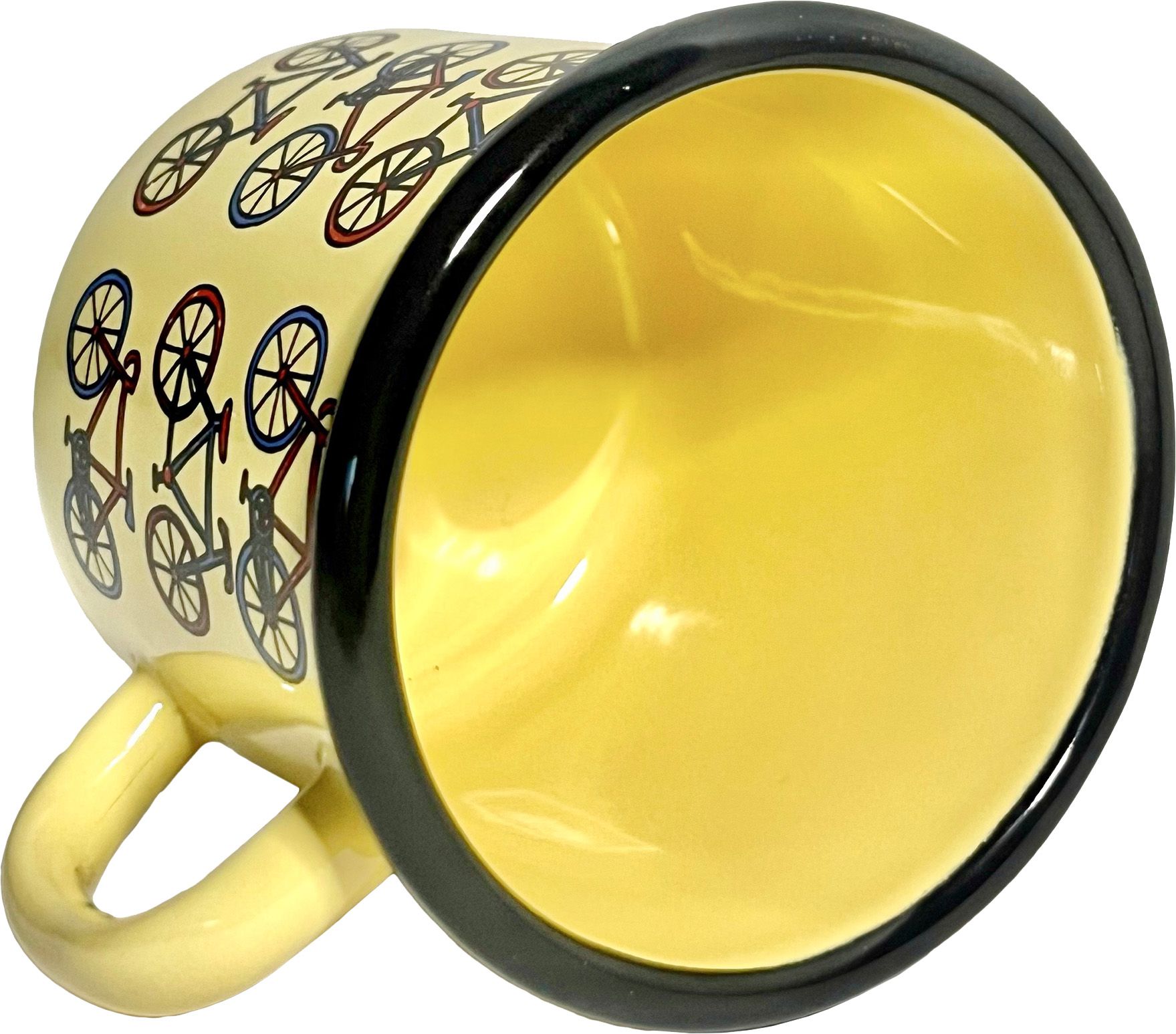 VELO Emailletasse mit Velomotiv / gelb / 300 ml