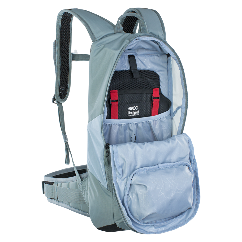FR LITE RACE, 10 L, Protektorenrucksack / steel/copen blue / M/L
