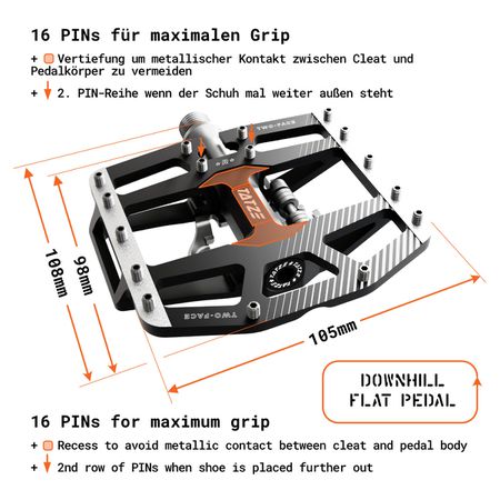 TWO-FACE2 Kombipedale / schwarz / 98 x 105mm