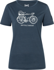 BICYCLE NOMAD BIO Damen-Kurzarm-Merino-Shirt / blueberry/feather grey / M