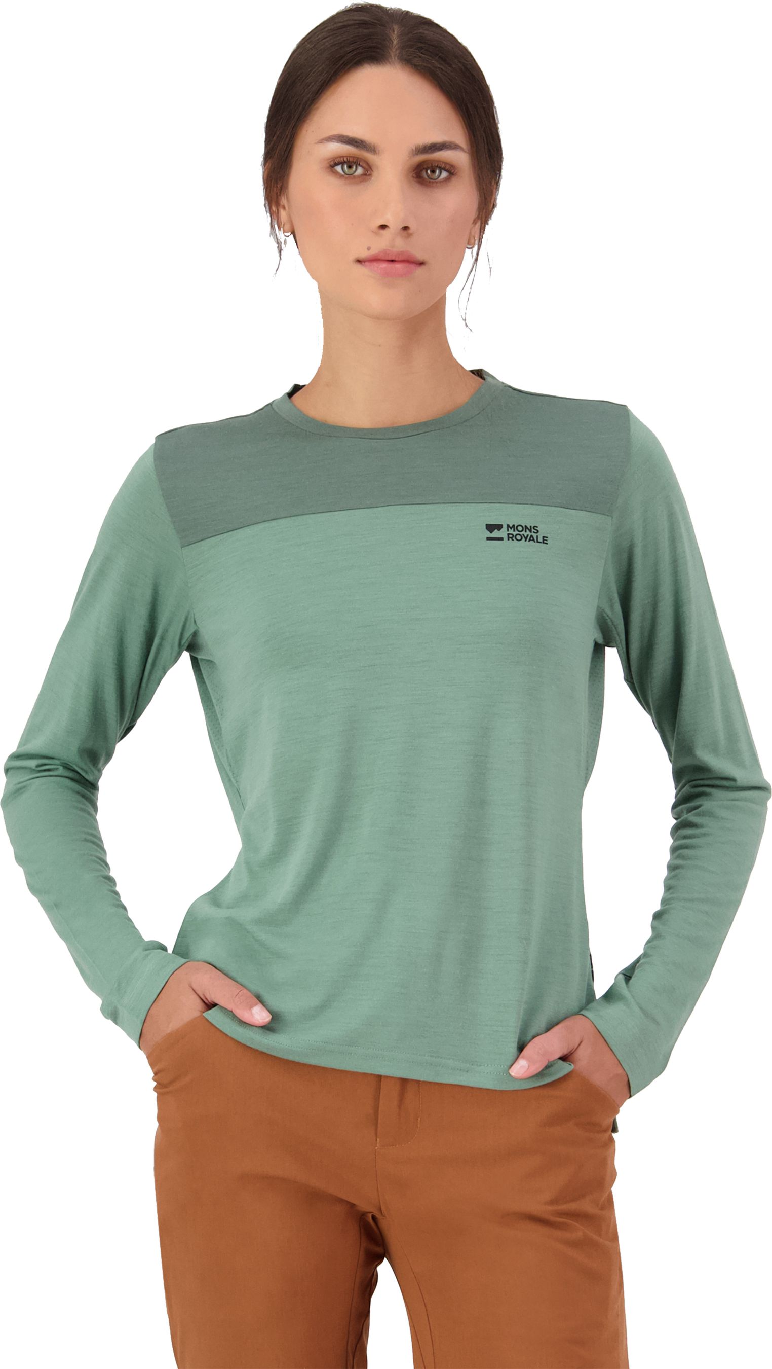 DIVERSION Damen-Merino-Langarmshirt / thyme/cypress / M