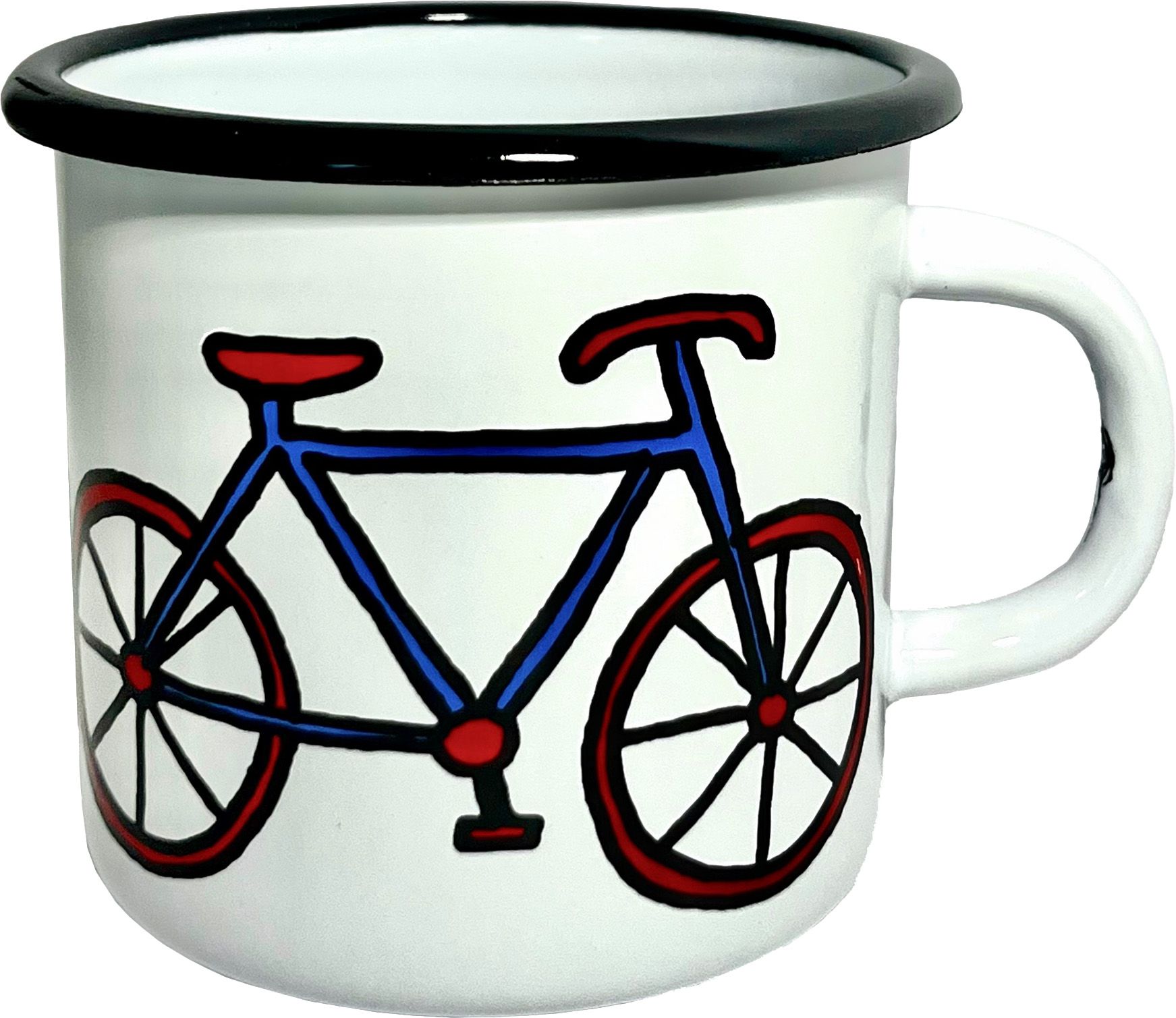 VELO Emailletasse mit Velomotiv / weiss / 300 ml