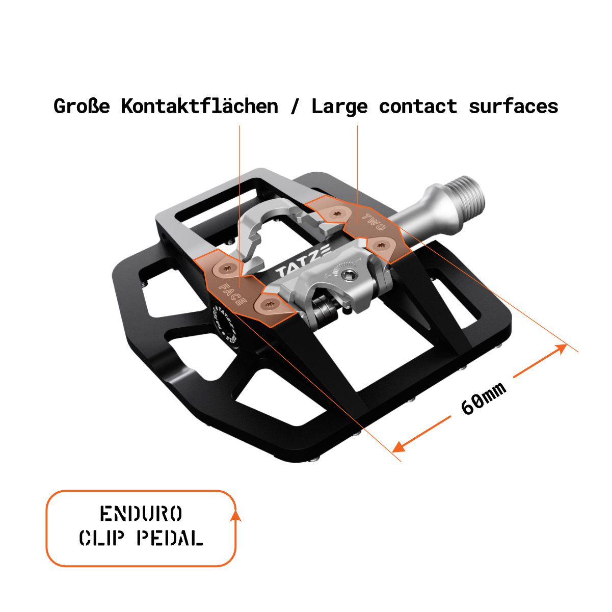 TWO-FACE2 Kombipedale / schwarz / 98 x 105mm