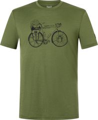 WANDER WHEEL Herren-Kurzarm-Merino-Shirt / chive/jet  / L