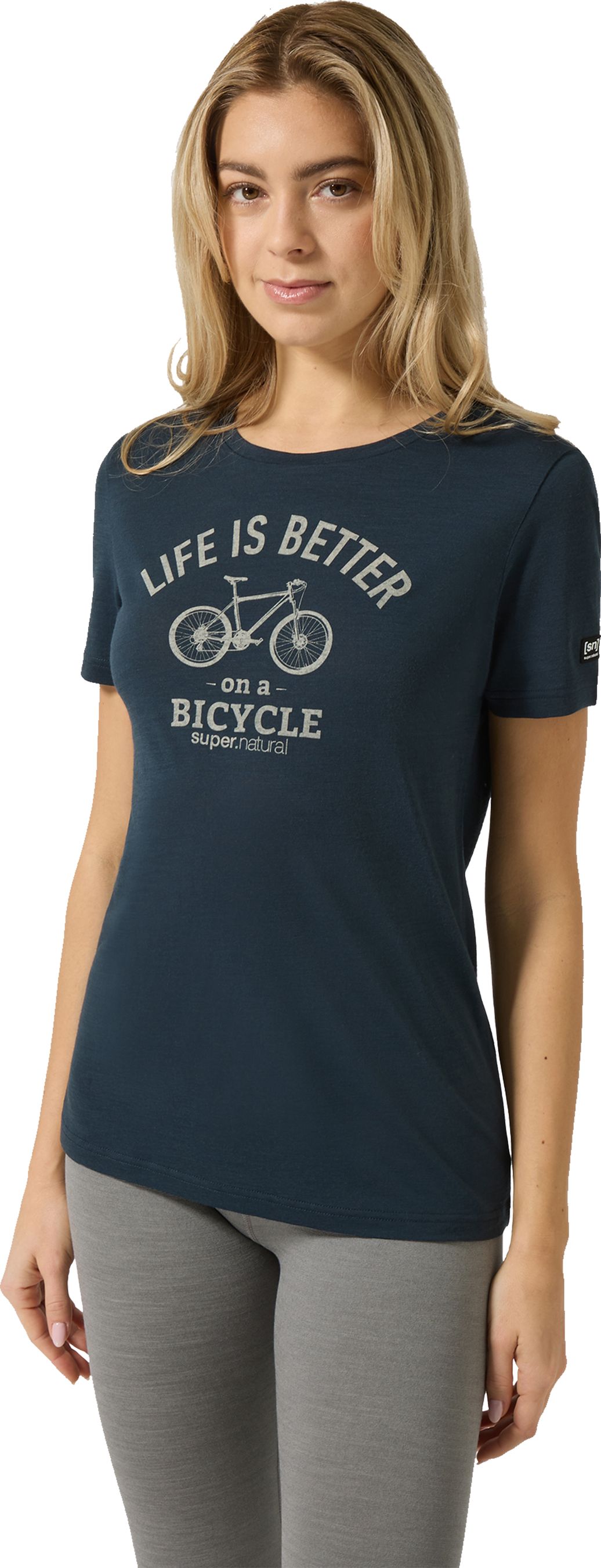 BETTER BIKE Damen-Merino-Kurzarmshirt / blueberry/feather / XL