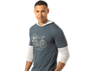 BICYCLE NOMAD BIO Herren-Kurzarm-Merino-Shirt / turbulence blue/vintage khaki melange / M