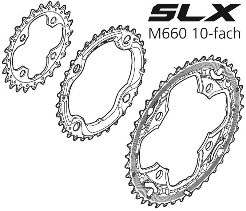 SLX M660 4arm-Kettenblätter 10fach, Schwarz - Hauptansicht