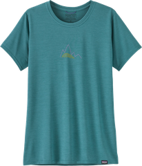 CAP COOL DAILY Damen-Kurzarmshirt / berm logo: wetland blue x-dye / M