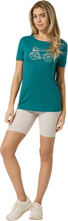 BICYCLE NOMAD Damen-Kurzarm-Merino-Shirt / pacific/feather / XS