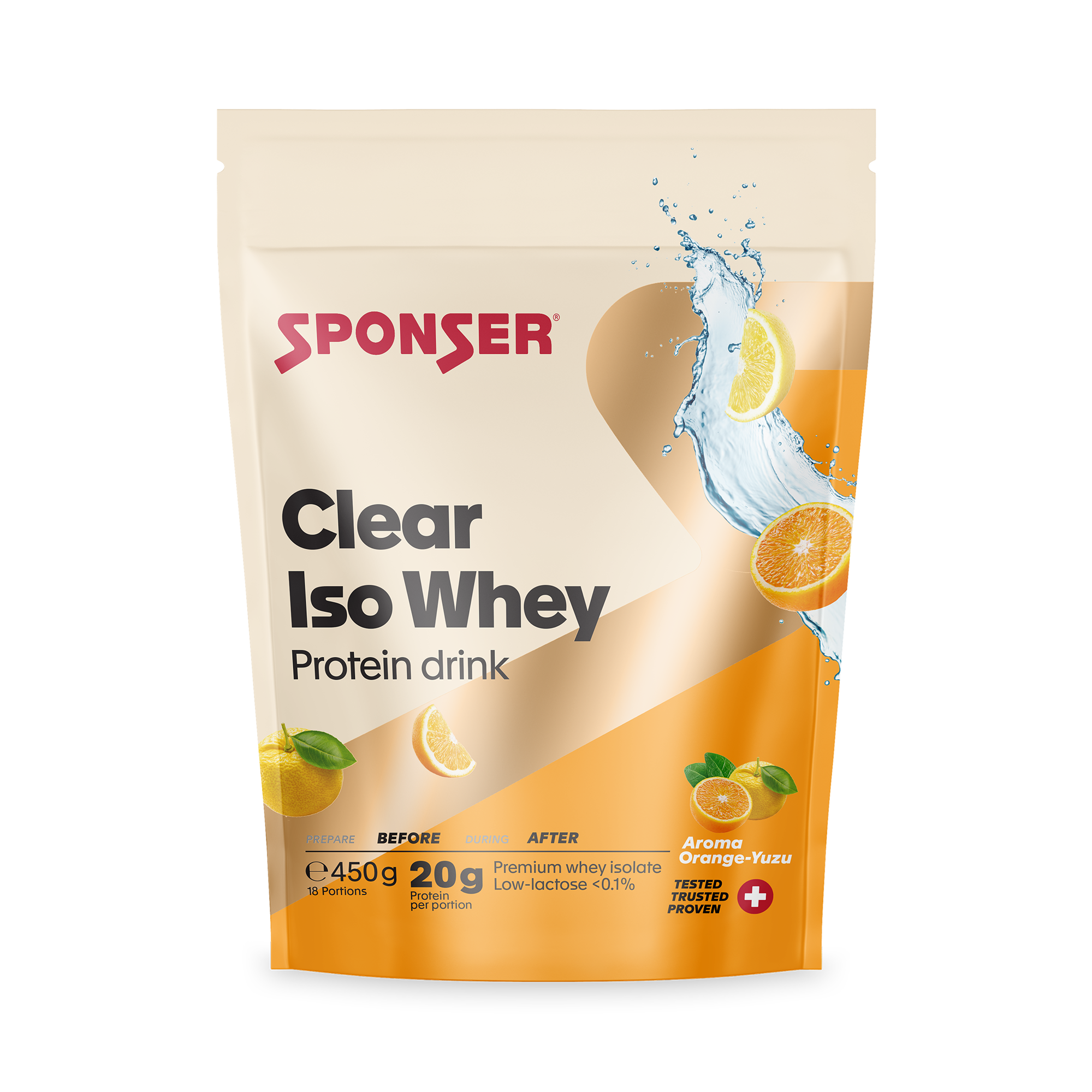 CLEAR ISO WHEY Protein-Shake, Beutel 450g / ORANGE-YUZU