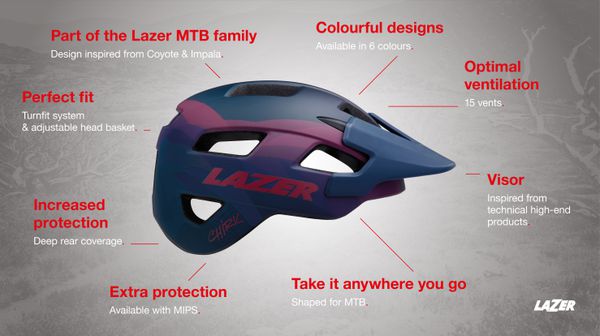LAZER Unisex MTB Chiru MIPS Helm matte / matte blue pink / M