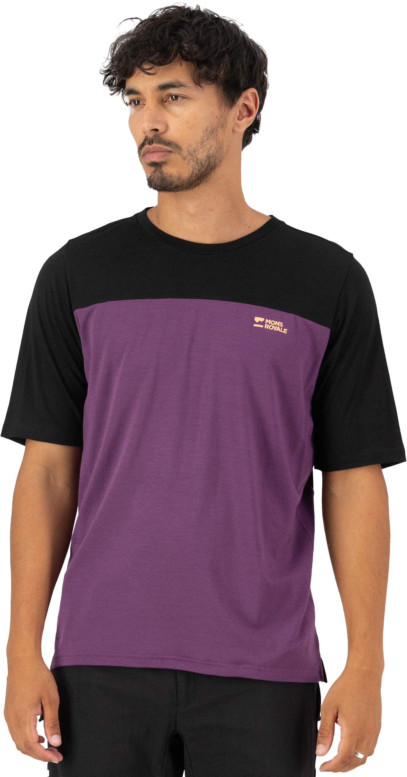 DIVERSION Herren-Merino-Kurzarmshirt / boysenberry/black / L