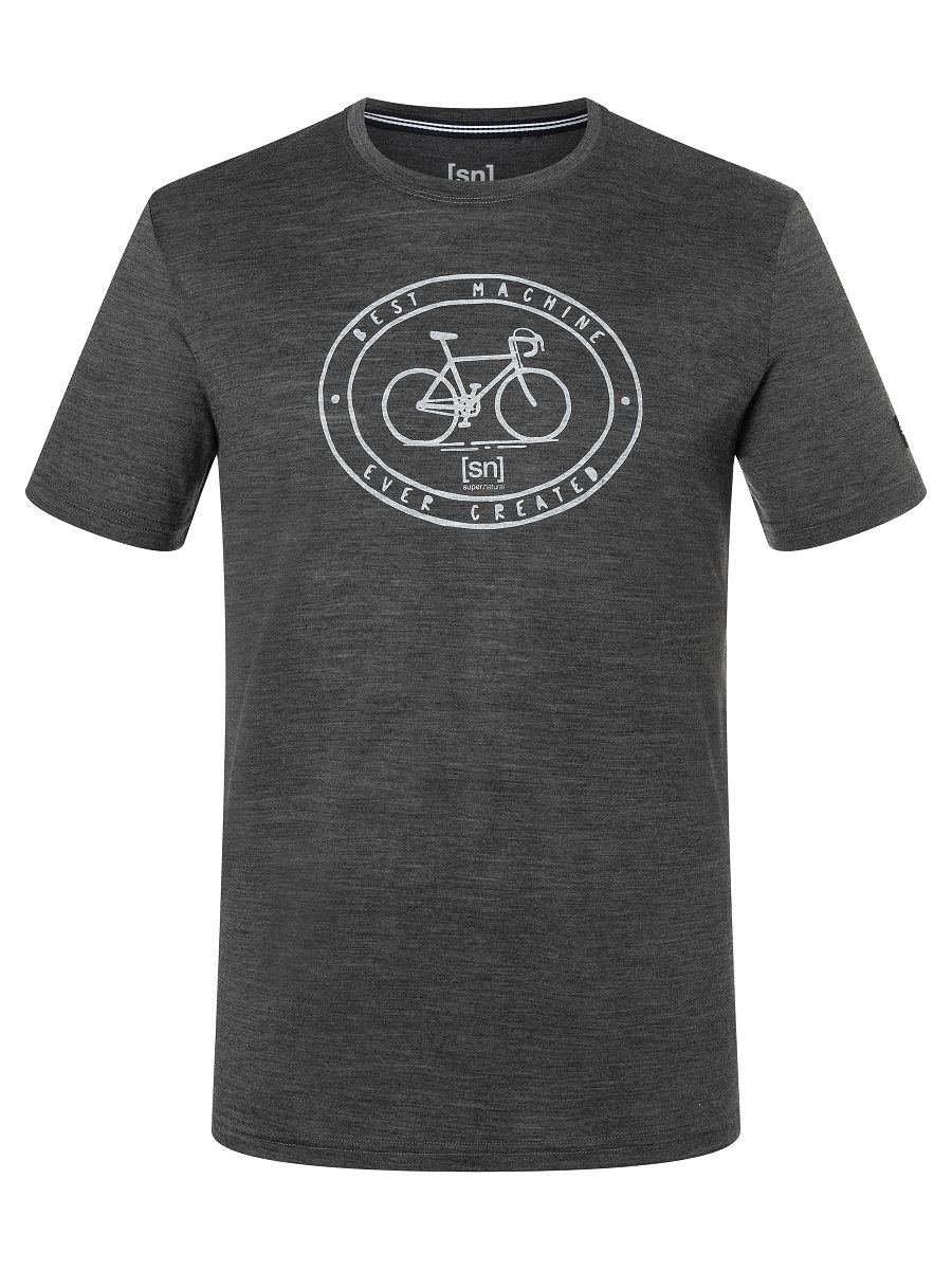 LA MAQUINA Herren-Kurzarm-Merino-Shirt / pirate grey melange / XXL