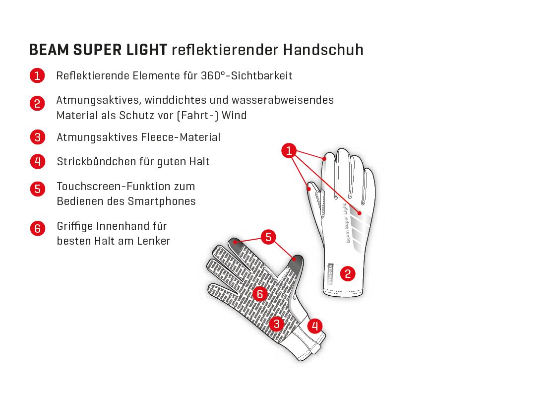 BEAM SUPER LIGHT 2.0 Unisex-Handschuhe / schwarz_silber / M
