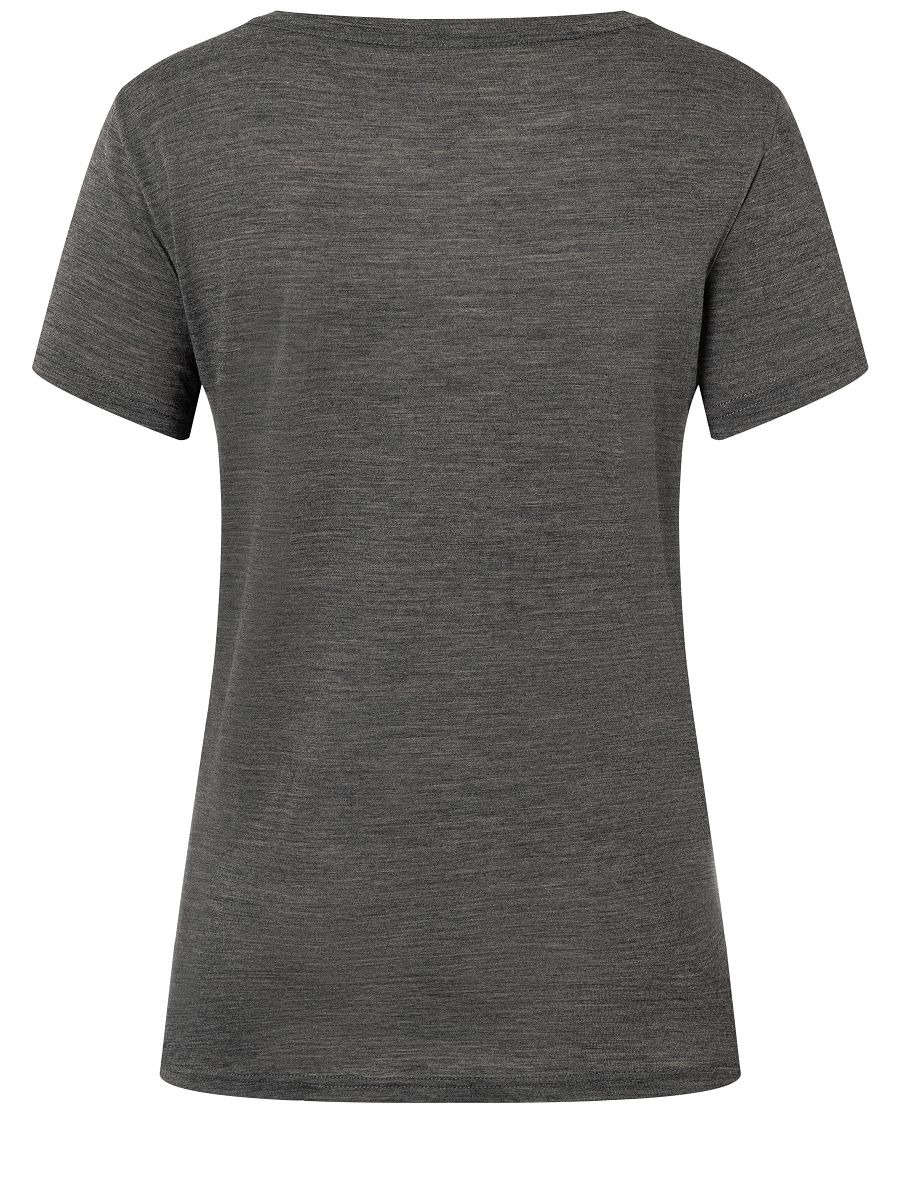 MAQUINA Damen-Kurzarm-Merino-Shirt / pirate grey melange / M