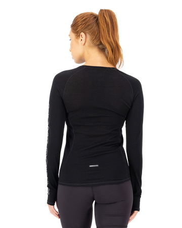 BELLA Damen-Merino-Langarmshirt / black / XS