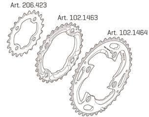 XT M770/782 4-Arm-Kettenblätter 10-fach, LØ 64/96mm / schwarz / 40 Zähne