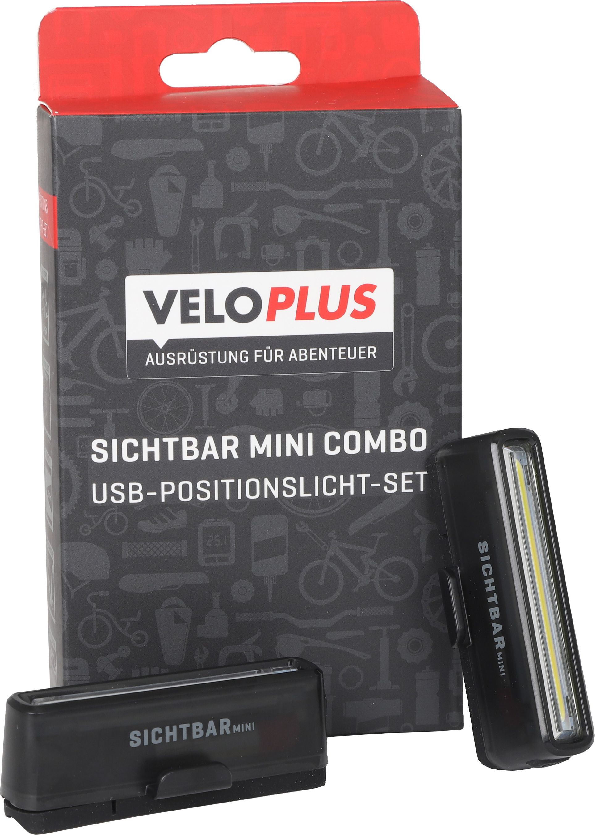 SICHTBAR MINI COMBO Positionslicht-Set / schwarz / 30 Lumen, USB-C