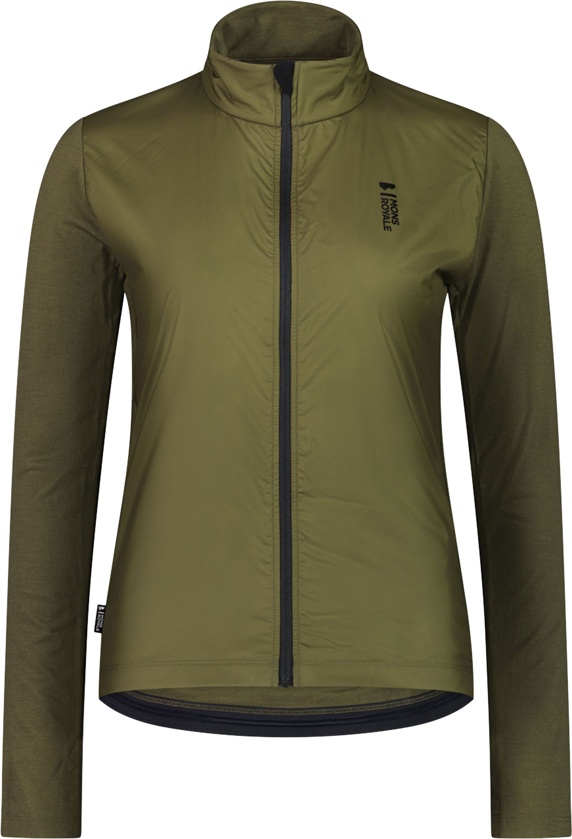 REDWOOD WIND Damen-Merino-Langarmtrikot mit Windschutz / dark olive / L