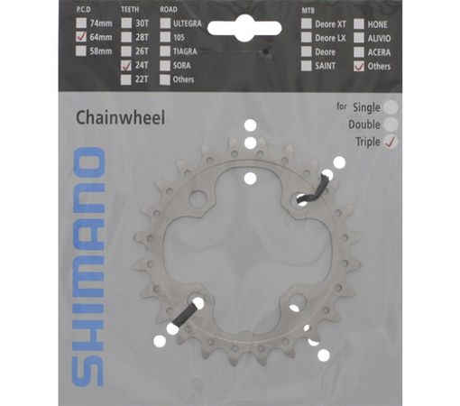 Kettenblatt Deore LX FC-T551 Triple / silber / 24 Zähne, AE, 64 mm