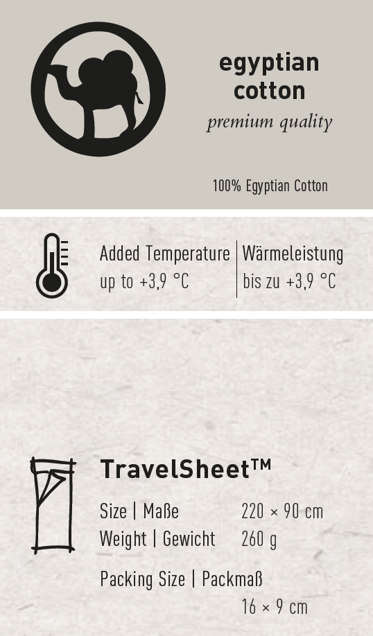 TRAVEL SHEET 3.9°C Inlet aus ägyptischer Baumwolle / blau