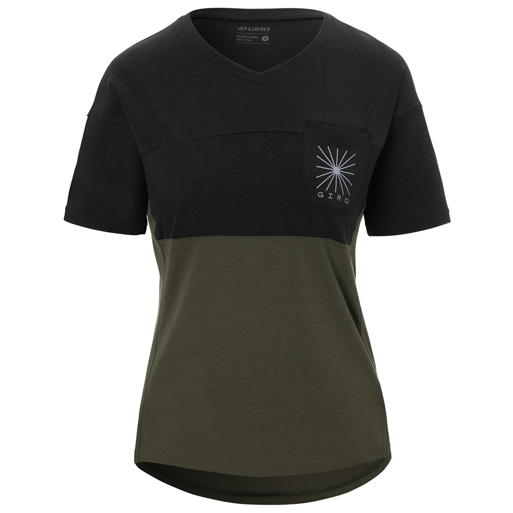 RIDE Damen-Gravel-Kurzarmshirt, black/trail green - Hauptansicht