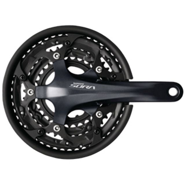 Kettenradgarnitur Sora FC-R3030 Triple / schwarz / 170mm / 50x39x30 mit Hosenschutz