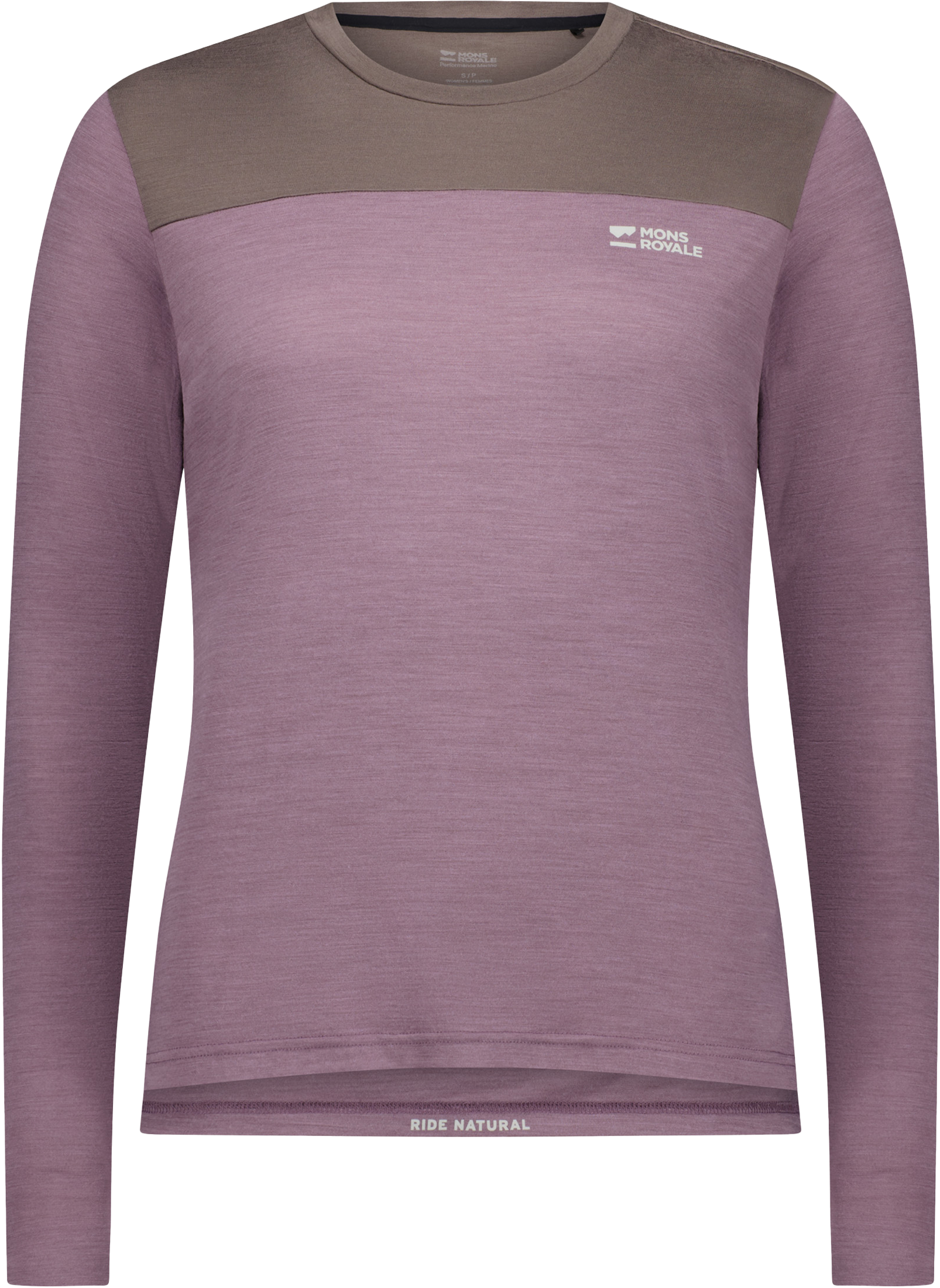 DIVERSION Damen-Merino-Langarmshirt / mauve/iron / L