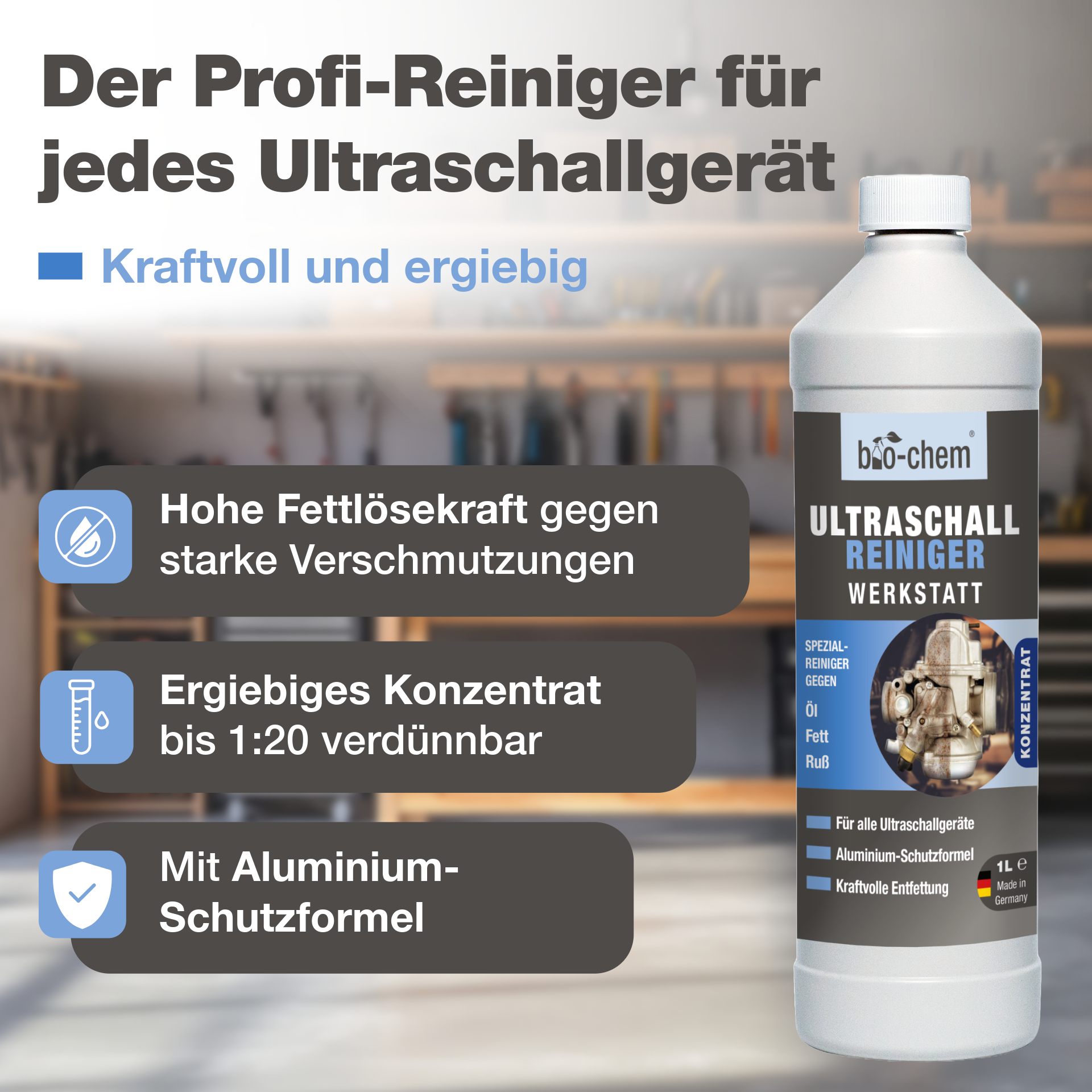 Bio-Chem Ultraschallreiniger Werkstatt / Flasche, 1000 ml