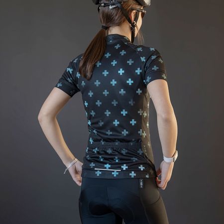 THE FURTHERMORE Damen-Kurzarmtrikot / black/blue / L