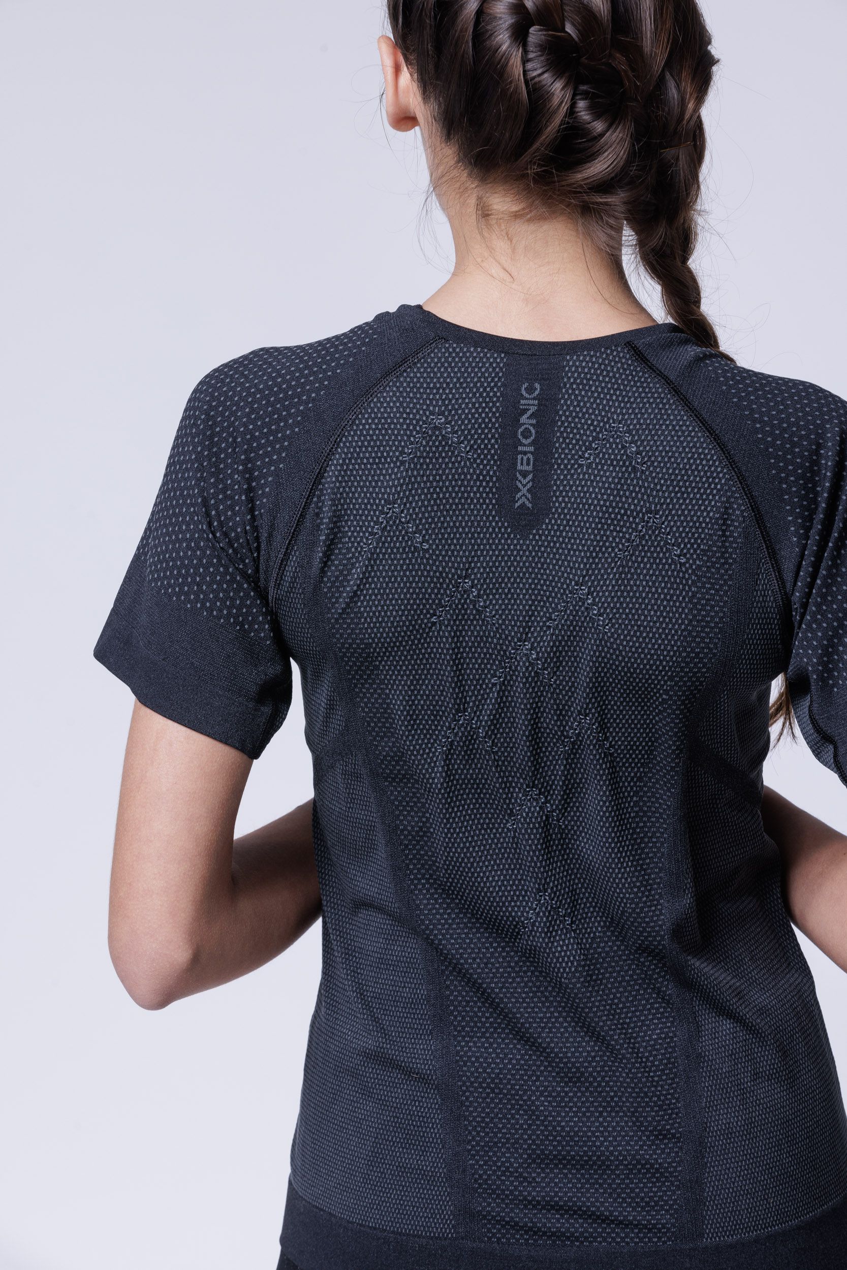 X-Bionic Women XCeed Run Shirt SH SL / X black rhino grey / L