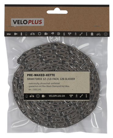 PRE-WAXED-KETTE / silber / Sram Force 12-/13fach, 126 Glieder