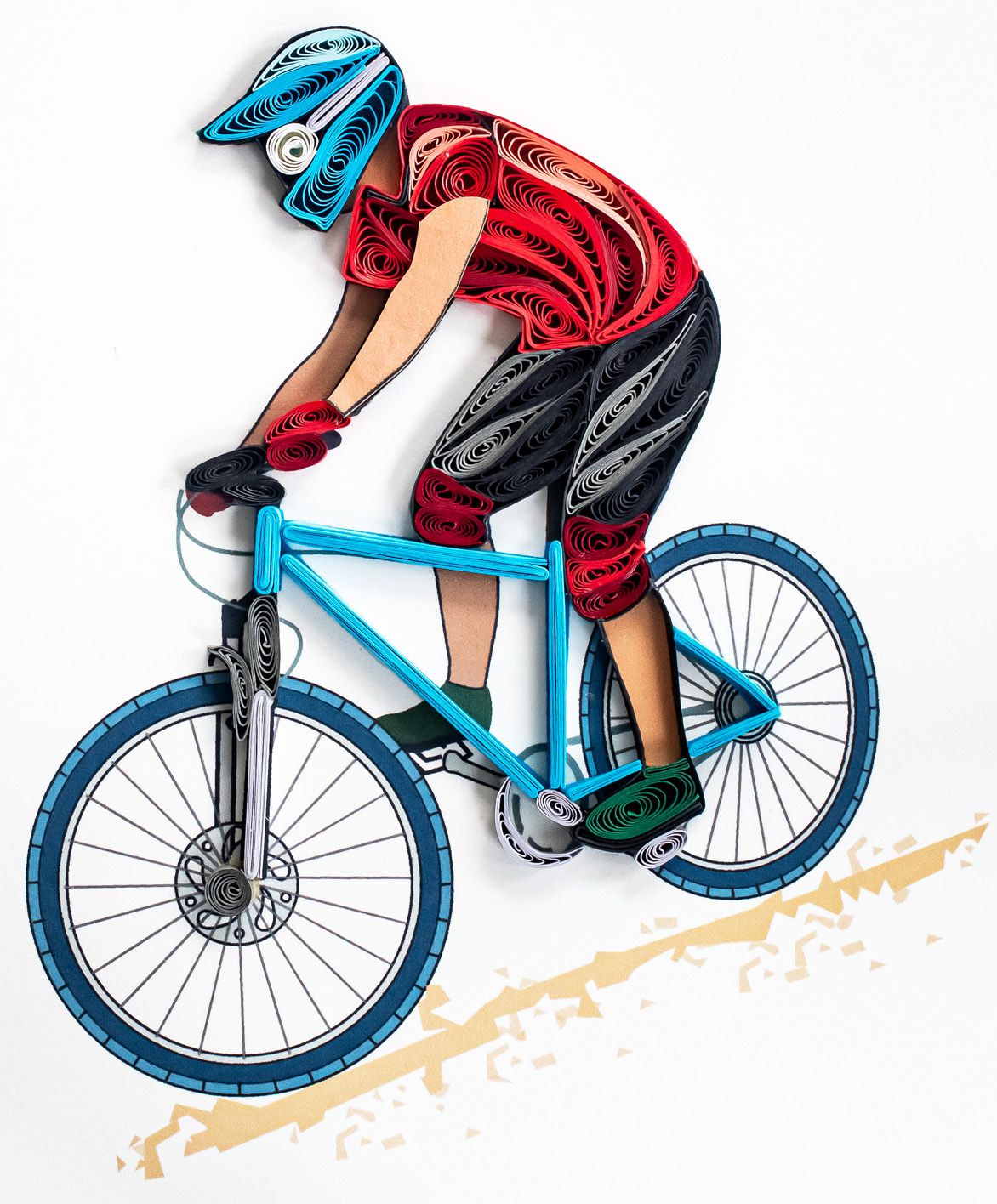 PAPER QUILLING KARTE MOUNTAINBIKE / blau