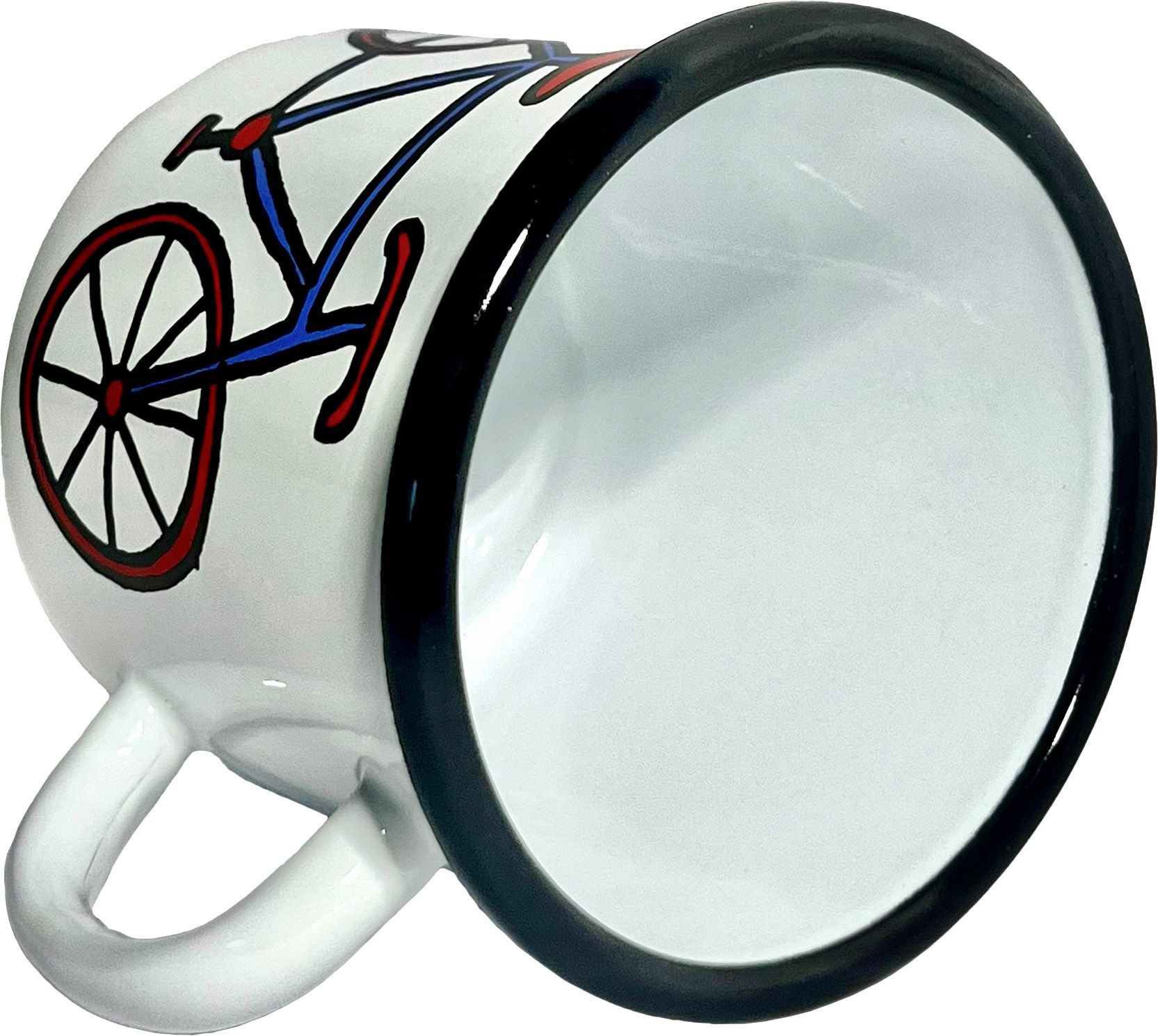 VELO Emailletasse mit Velomotiv / weiss / 300 ml