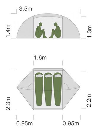 ORION III EXTREME 3-Personen Zelt / grün