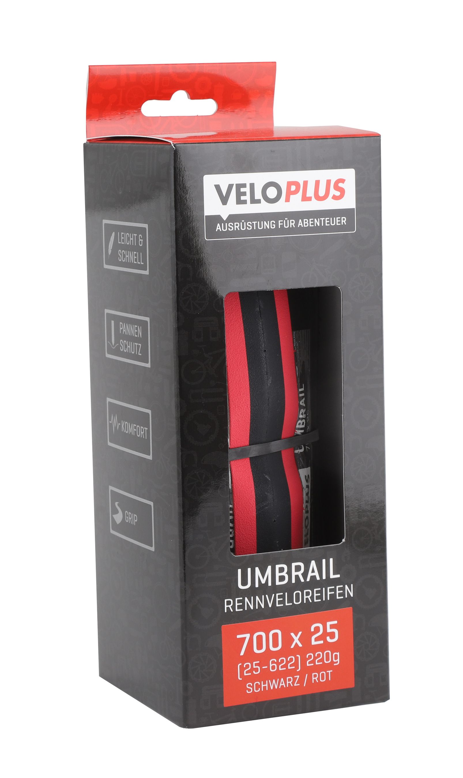 UMBRAIL Rennveloreifen / rot schwarz / 700 X 25C