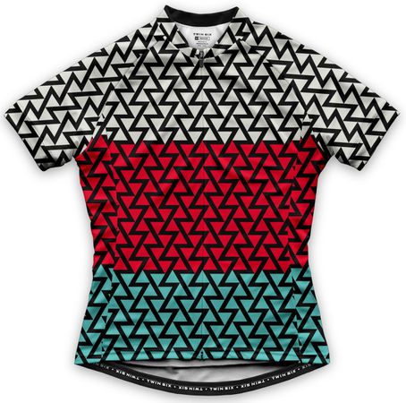 THE ASCENT Damen-Kurzarmtrikot / cream/red/aqua / S